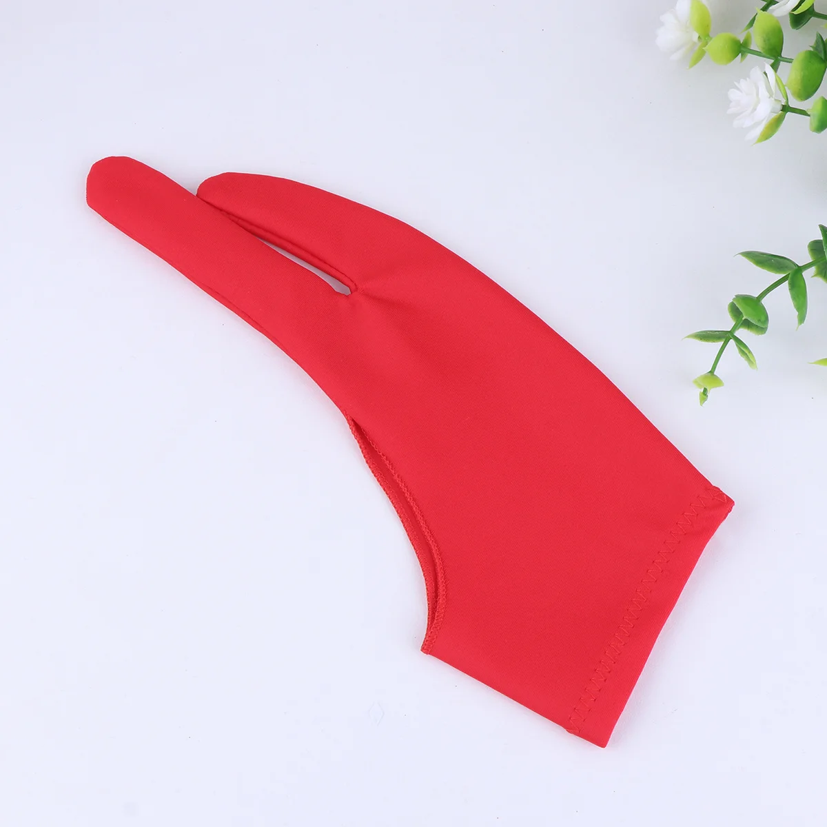 2 pcs Anti-Fouling Drawing Gloves Red L Size Spandex Sketching Glove For Graphics Tablet Artist Two Finger Curved Gloves Wear