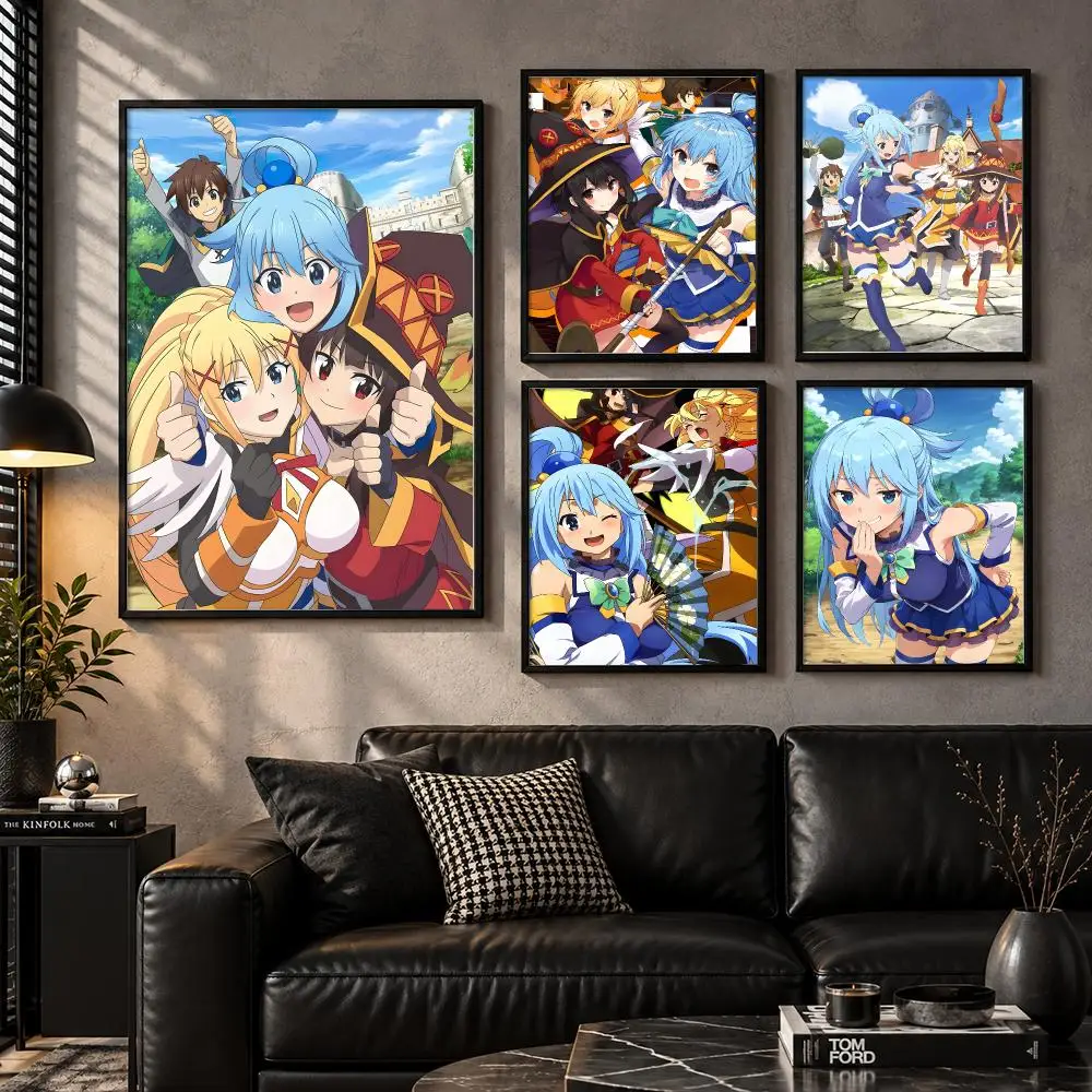 KonoSuba: God's Blessing on This Wonderful World Isekai Comedy Poster Aesthetic Unframed Wall Prints for Bedroom & Living Room