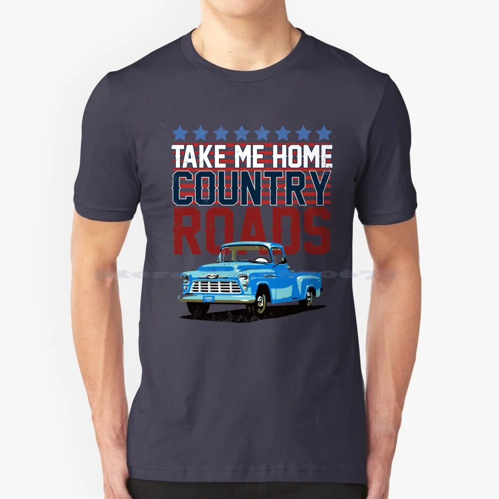 55-57 Blue Truck T Shirt 100% Cotton Tee 1955 1956 1957 Gm Pick Up 3100 Pickup Trucks V8 Hot Rod Stepside Apache Coutry