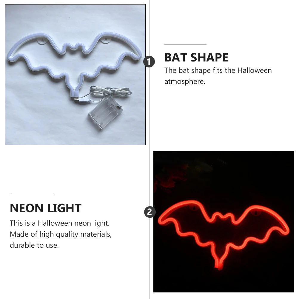 1 pz Halloween Led Bat Neon Alimentato tramite USB Decorativo Risparmio Bat Light Party Bar Halloween Decor Light