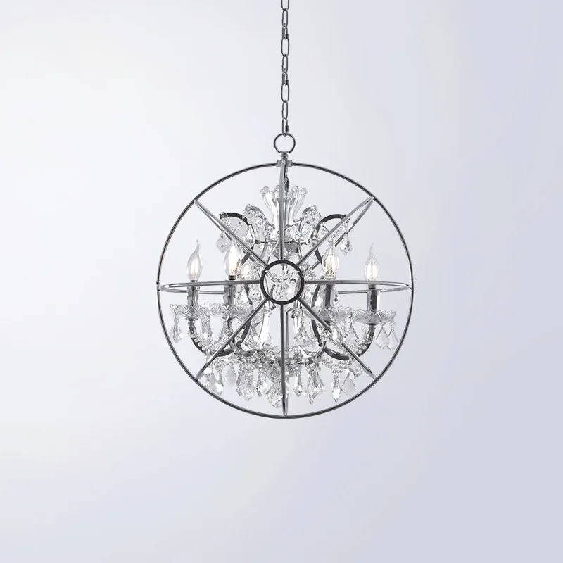 

American style rural iron crystal chandelier, living room, dining room, bedroom, clothing store, lighting fixtures