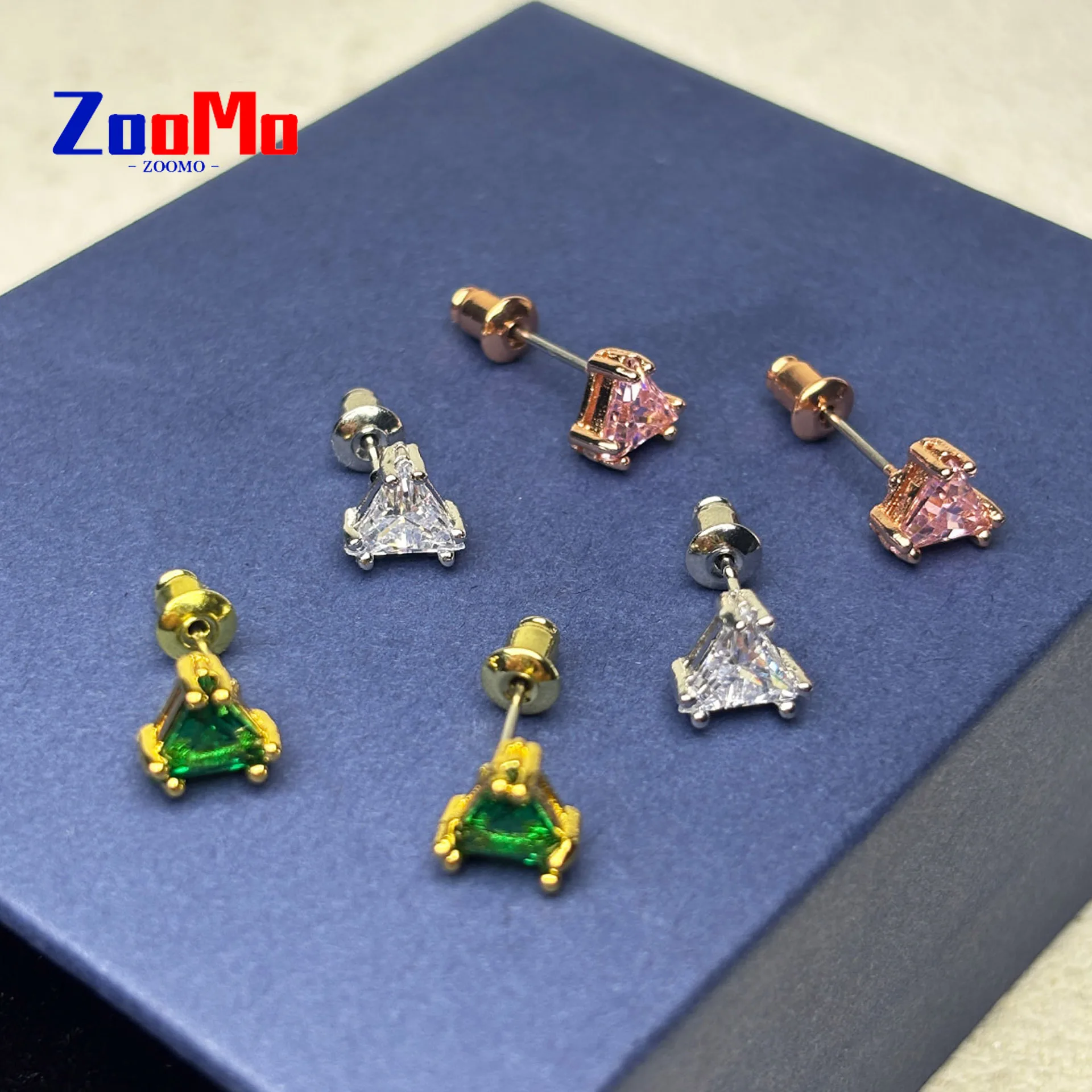 

Оригинальные геометрические серьги-гвоздики, серьги-шармы в форме треугольника, изысканный комплект украшений, цветные циркониевые кристаллы, романтический подарок