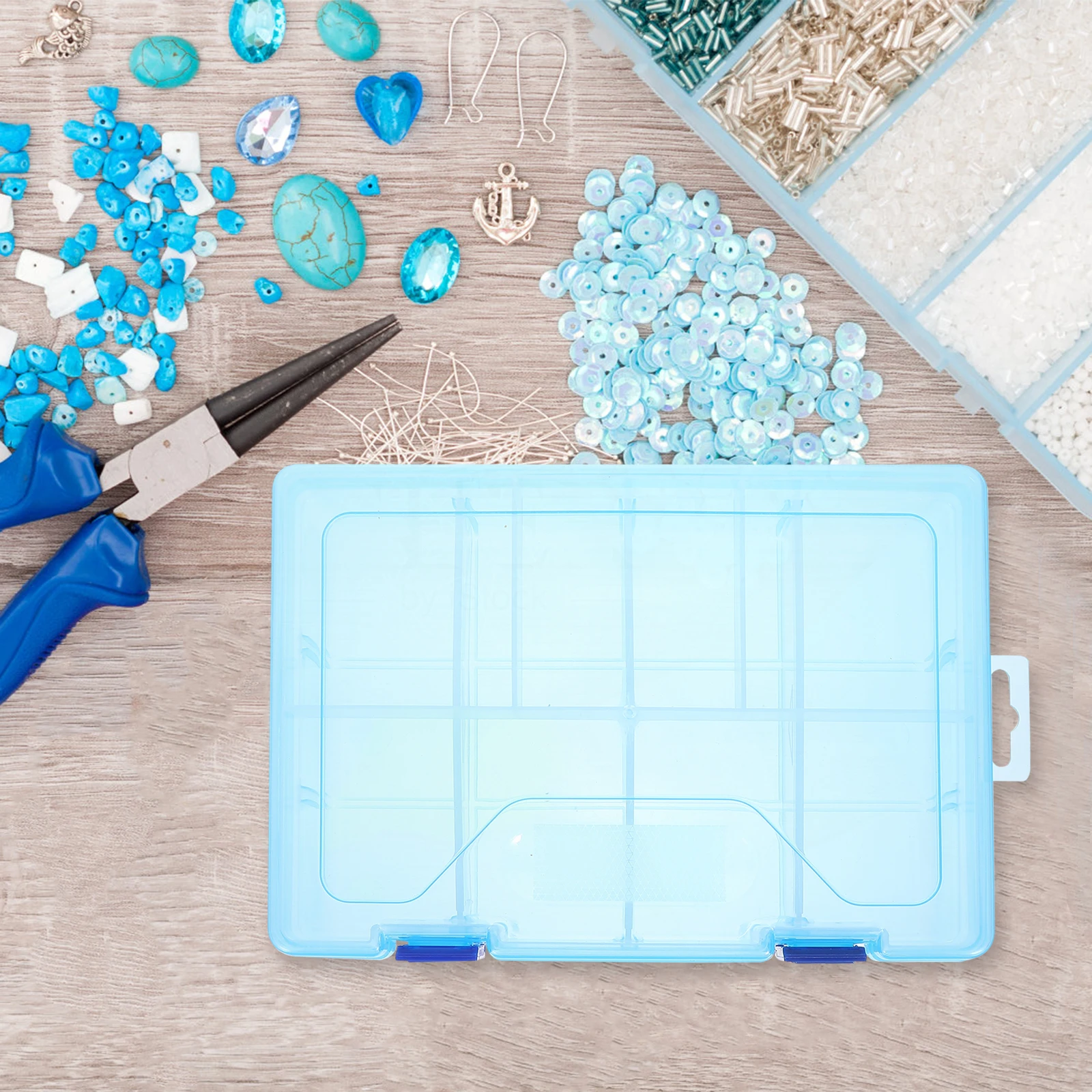 

Plastic Storage Box with Divided Compartments for Jewelry Crafts Tools Compact Design Easy to Carry Box Container Grids