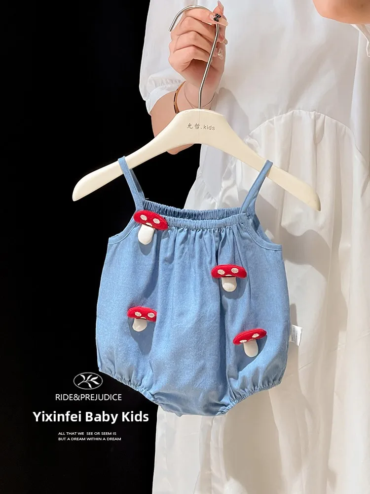 

Летний тонкий комбинезон для новорожденных девочек, универсальный, с короткими рукавами и шортами на средней талии