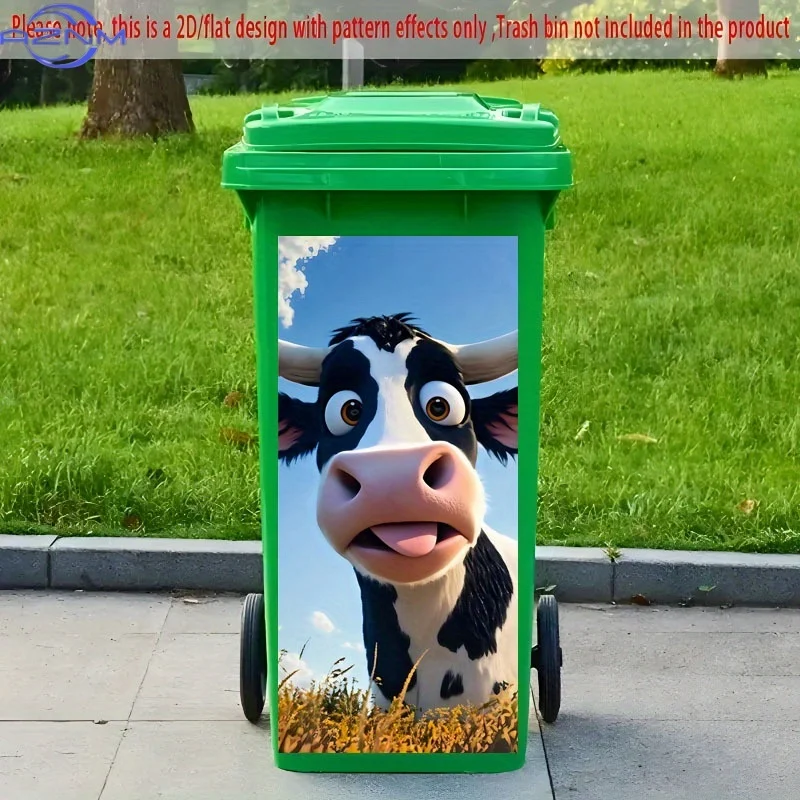 1pc of Trash Can Sticker, 37×82 Cm, Featuring a Fun Cartoon Cow Theme Design. Self-Adhesive Wallpaper for Decorating Trash Can