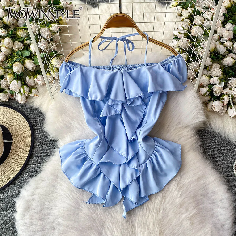 

TWOTWINSTYLE дизайнерские однотонные жилеты для похудения для женщин с разрезом на шее и открытыми плечами, рукавами, шикарный женский жилет со складками KVE541937