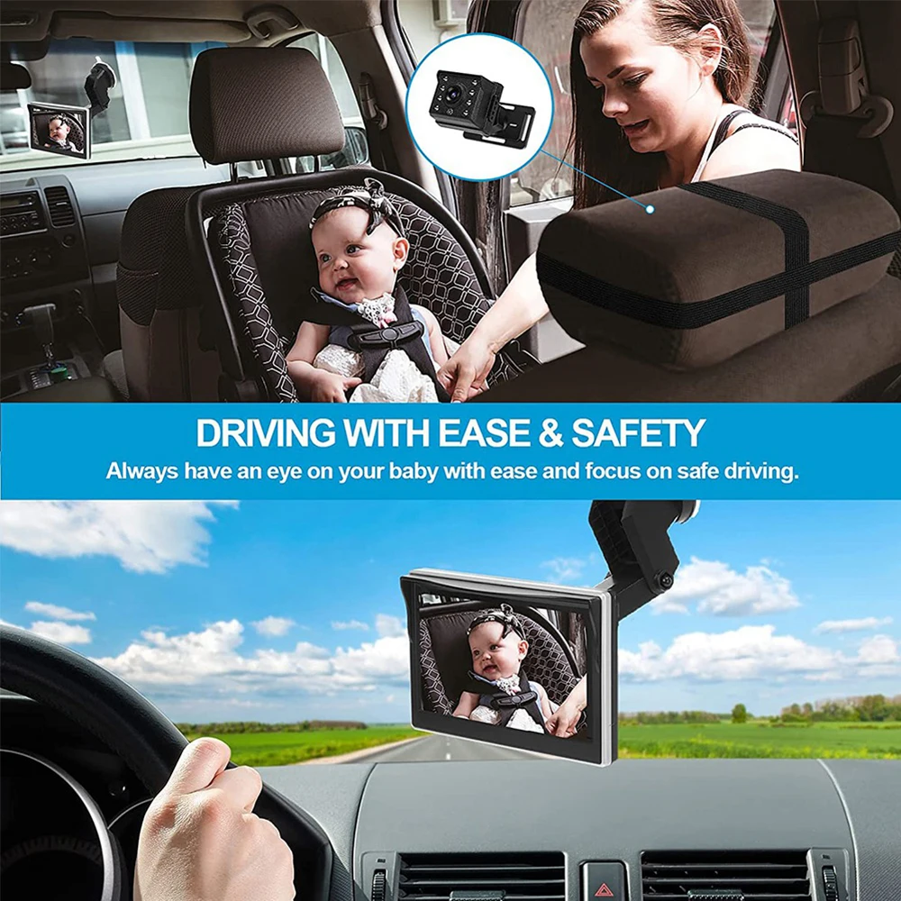 Car Camera With Straps Baby vehicle monitor with 5 inch (10.5*7 cm) monitor Baby Car Camera With Straps