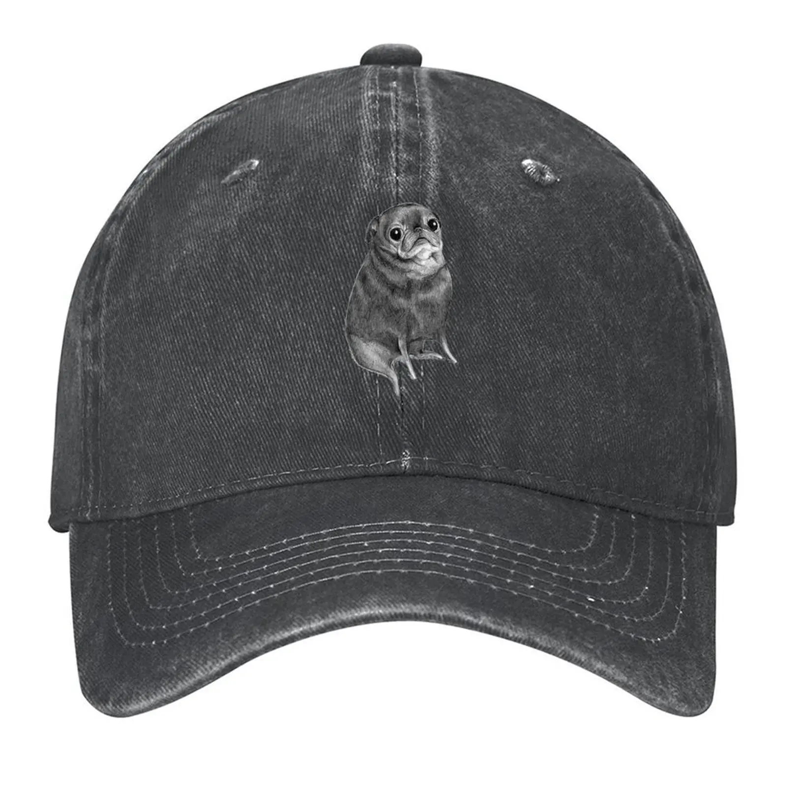 

Sweet Black Pug Baseball Cap summer hat Hat Luxury Brand funny hat Ball Cap Male Women's