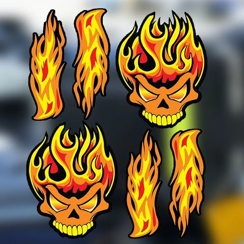 

Набор виниловых наклеек 2D Flat Flame Skull для шлемов: водонепроницаемые стикеры для мотоциклов, электросамокатов, горных и шоссейных велосипедов, декор для шлемов