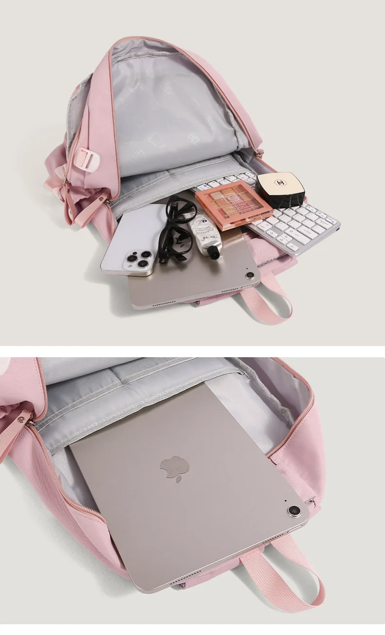 New Female High Capacity Waterproof College Backpack With Lace Pendant Trendy Women Laptop School Bags Cute Girl Travel Book Bag