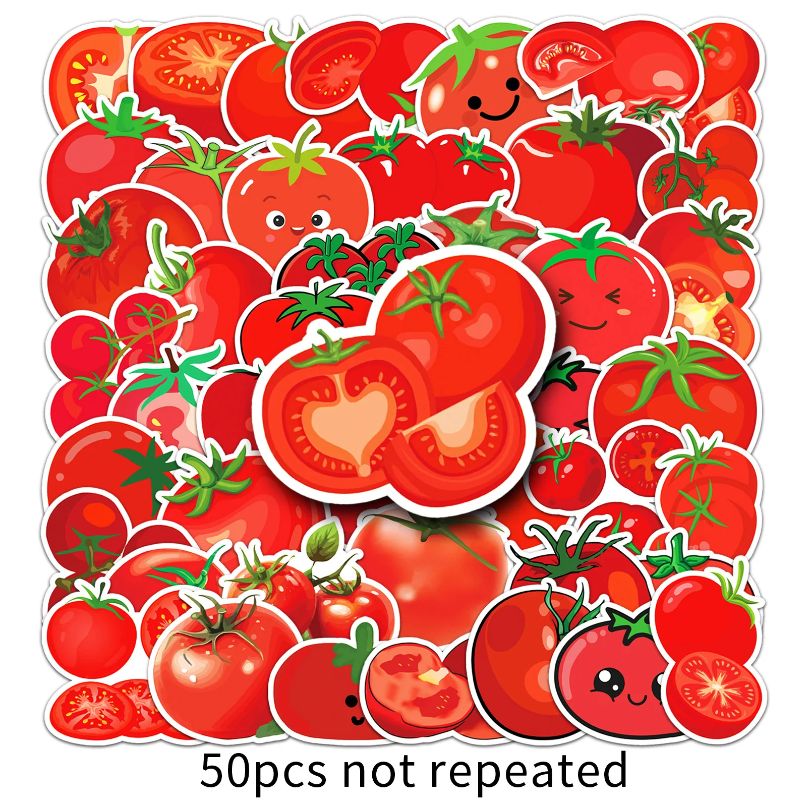 50 個漫画トマトかわいいフルーツ落書きステッカークリエイティブ面白い DIY 文具箱スクラップブック荷物デスクギター自転車