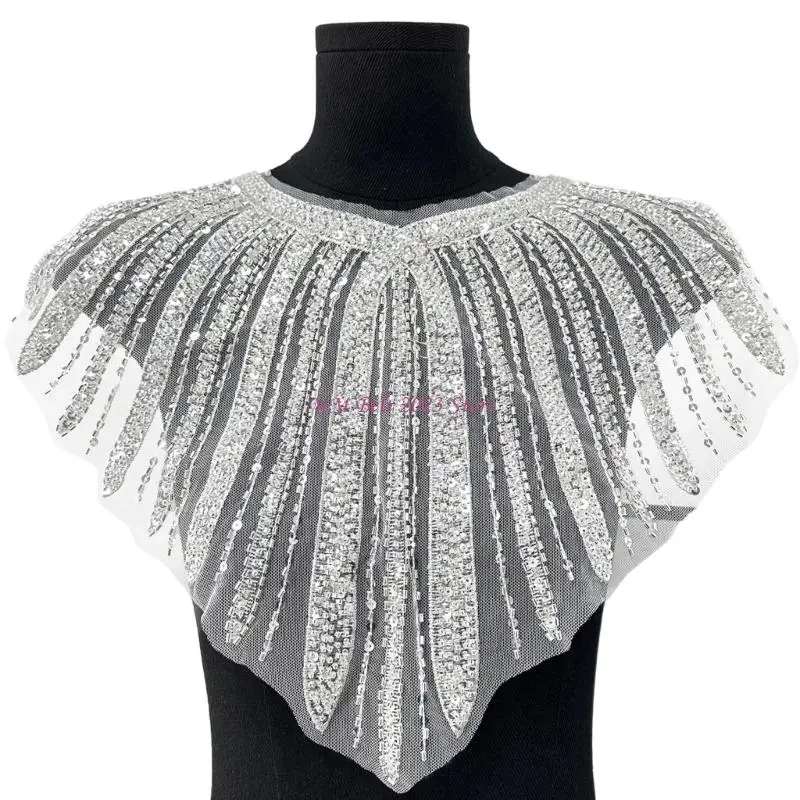 49ME Artistic Sequins Jeweled Fabric Jeweled Trim for Evening Skirt Clothes