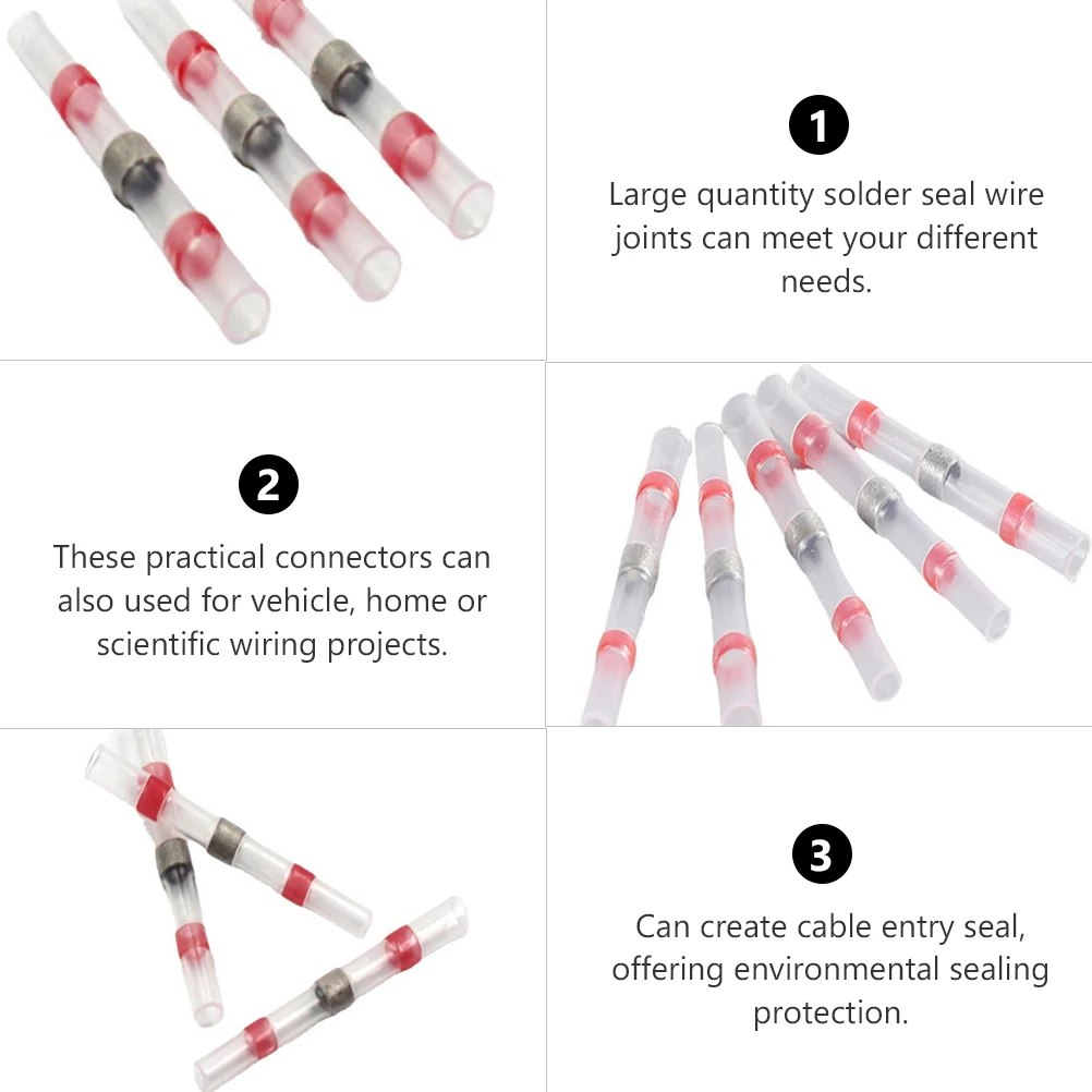

100pcs Wire Terminals Electrical Connectors Heat Shrink Kits Butt Solder Welding Sleeves Sealing Pe Marine Automotive