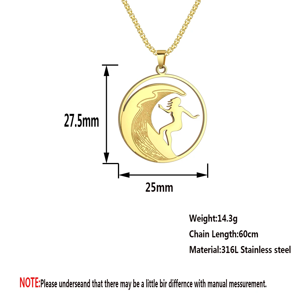 Kinitial Stainless Steel Surfer On Wave Women Men Necklace Sea Ocean Jewelry Bohemian Surfer Girl Pendant Necklace Gift