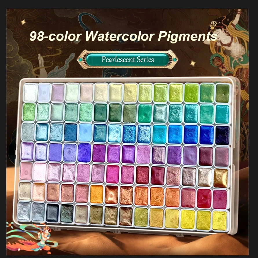 Metallic Watercolor Paint Set-Portable,Lightweight, High Solid Pigment, Starry Shades - Ideal for Artists, Perfect Holiday Gift