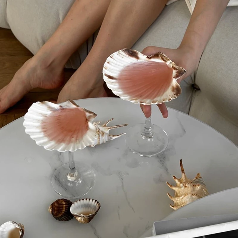 

Conch Fan Shell Cocktail Glass Drinkware Martini Glasses Wine Goblet Natural Shell Champagne Cup Bar Celebration Wedding