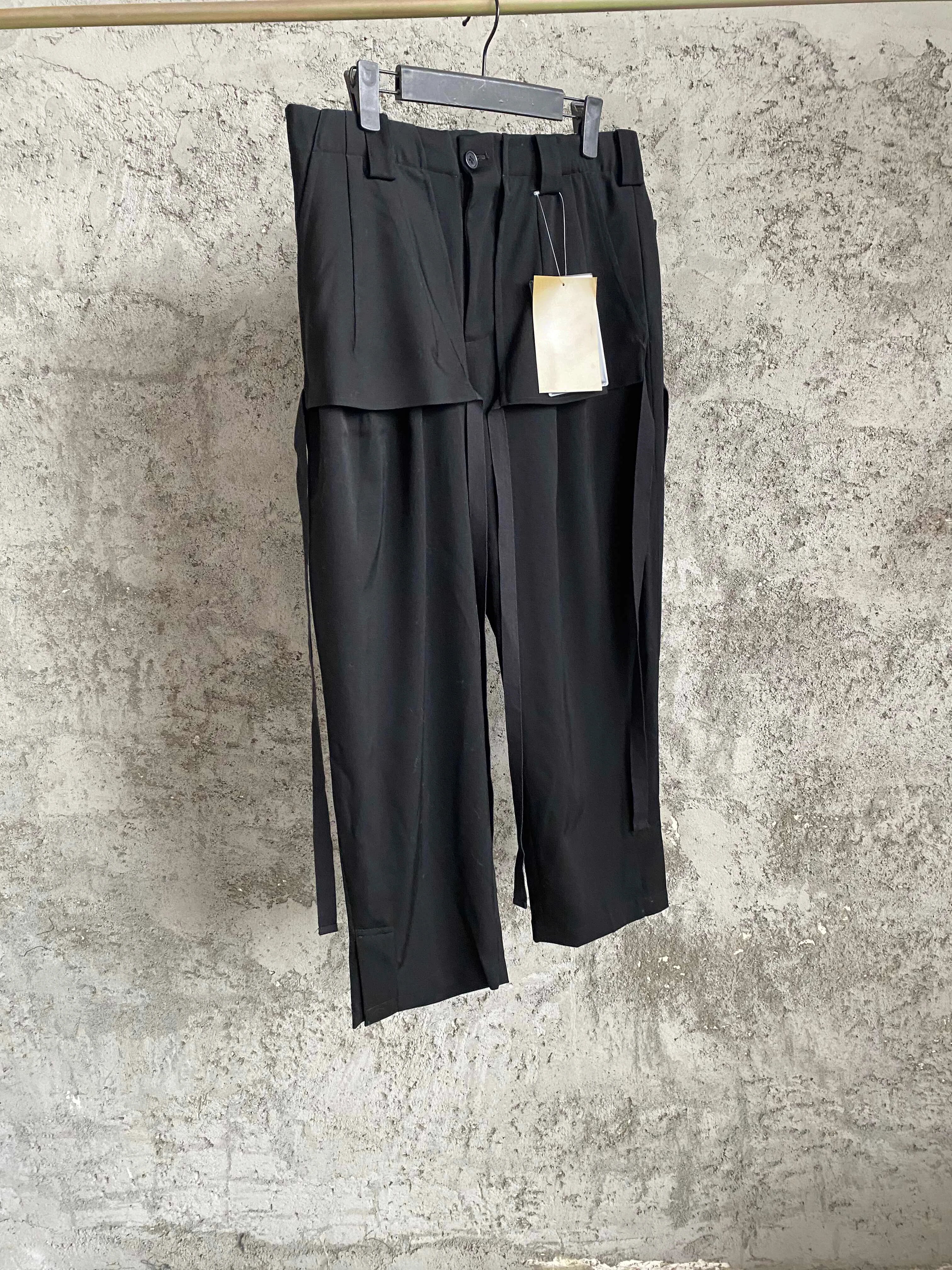 

TOP-YAMAMOTO original wool elastic waist button decoration straight-leg pants low-crotch casual pants skirt for men