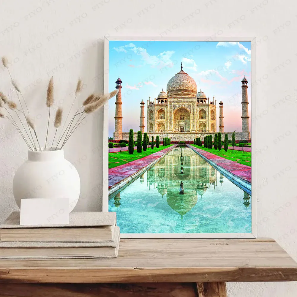 Nowy DIY 5D diament malarstwo Taj Mahal krajobraz w pełni z okrągłych mozaiki dekoracje haft diamentowy Rhinestone do wystroju domu