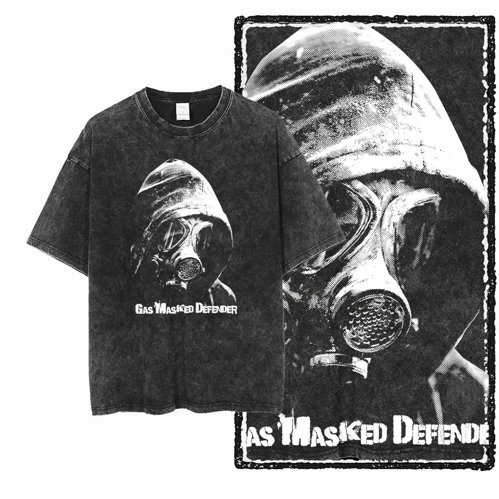 Summer Vintage Washed Graphic Men T-Shirt Breathable Cotton Graphic Top Casual Streetwear Distressed Retro Tee Men G21