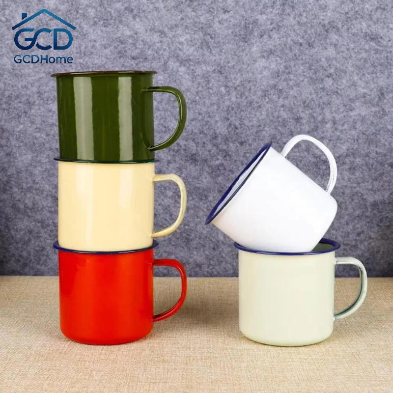 Food Safe Enamel Drinking Mugs Custom Logo Multiple Colors Sizes for Home Office Camping Party Gift Use