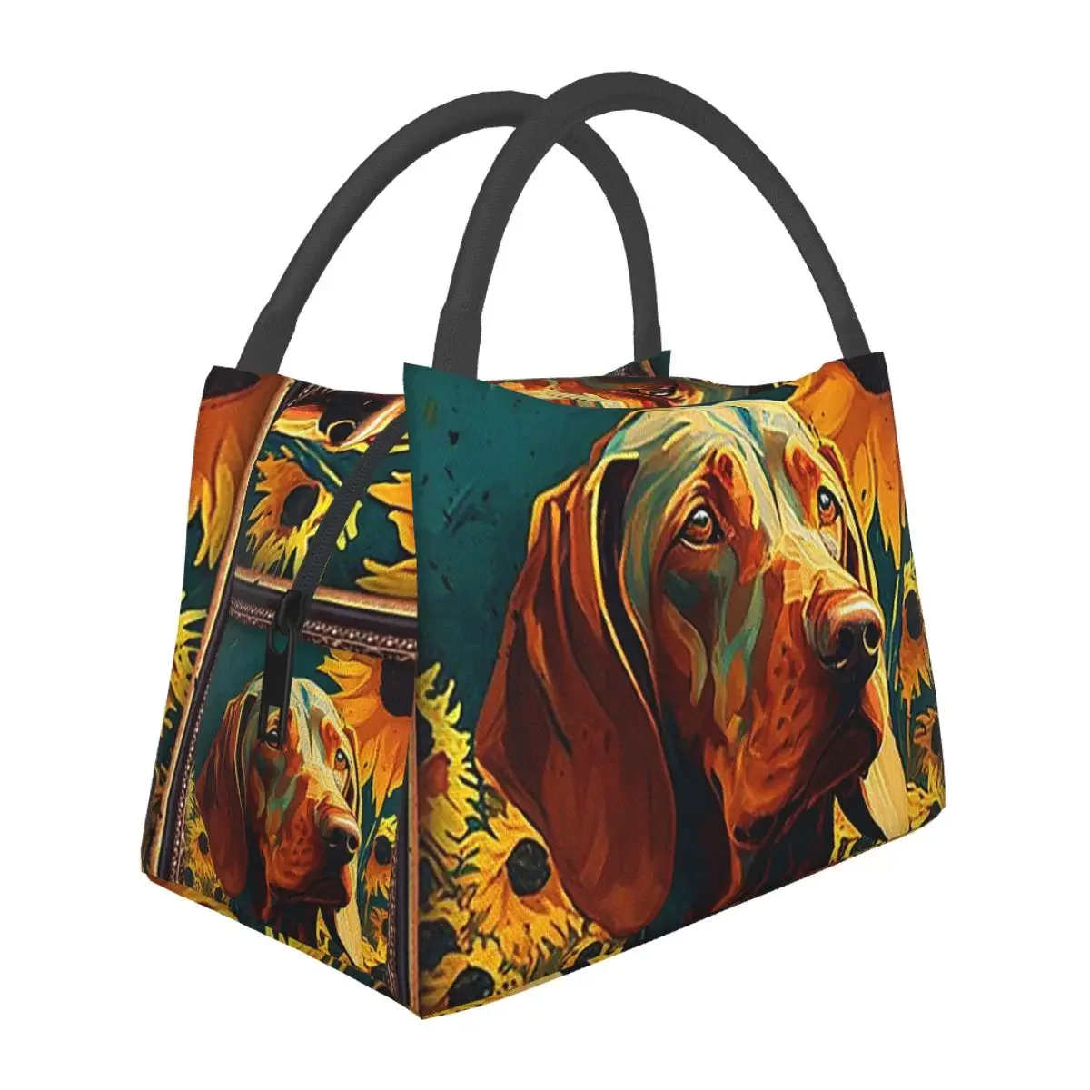 

Vizsla Sunflower Painting Adorable Dog Lunch Bags Bento Box Portable Lunch Tote Picnic Bags Thermal Bag for Woman Girl Office
