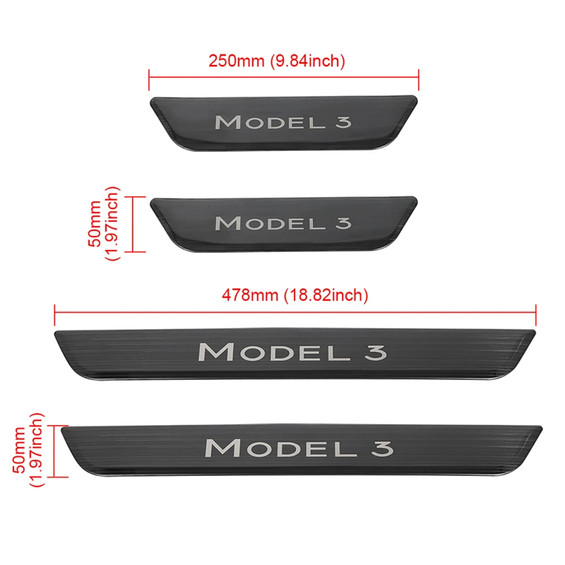 Front Rear Door Sill Decoration Wrap Cover For Tesla Model 3 Y 2017-2021 2022 2023 Model3 Accessories Pedal Protection Strip