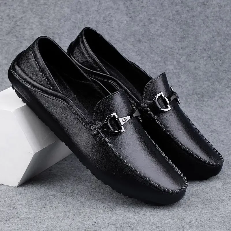 Loafers Men\'s Leather Shoes Soft Male Casual Shoe Moccasin Slip-on New In Luxury Sale Fashion 2025 Pu Adults Classic Original