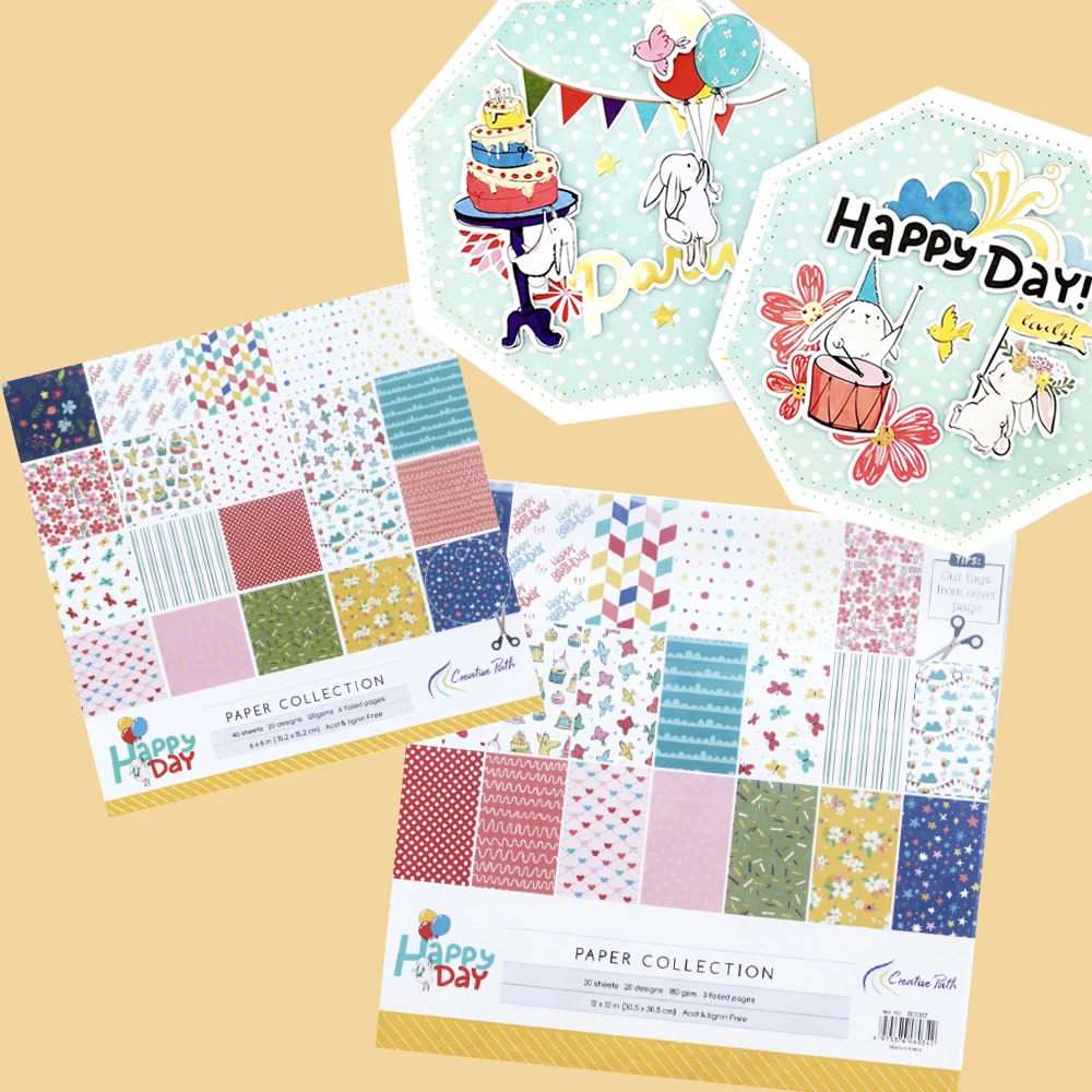 Creative Path Happy Day Scrapbooking Journaling Set 7pcs Decorative Papers Diecuts Tags Journal Cards Stickers DIY Crafting Kits view 3