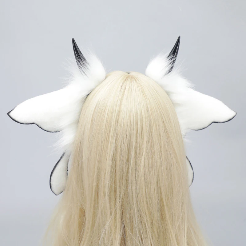AniLV Fantasy Creatures Furry Ear Headband Animal Moth Ears Fursuit Headwear Cosplay