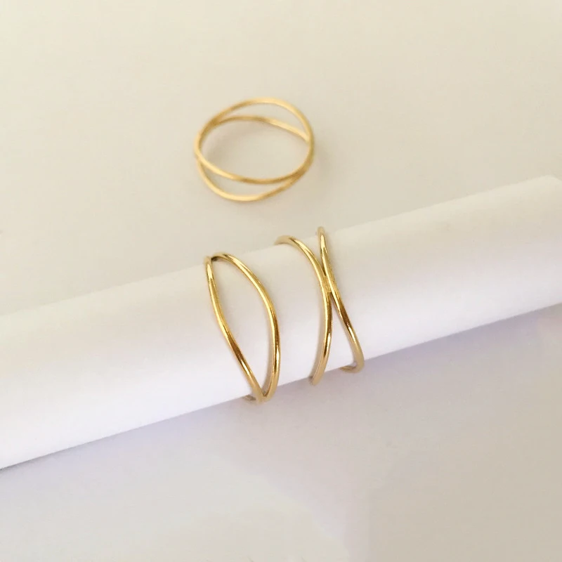 Anéis de onda para mulheres, 14k Gold Cheio, Boho Jewelry, Minimalista Knuckle Ring, Anéis Acessórios, Atacado