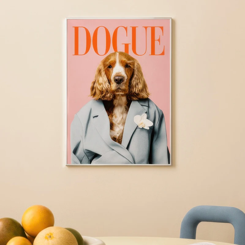 Abstract Pink Dogue Sardines De La Mer Dog Flowers Sun Wall Art Canvas Painting Print Poster Living Room Decoration Pictures