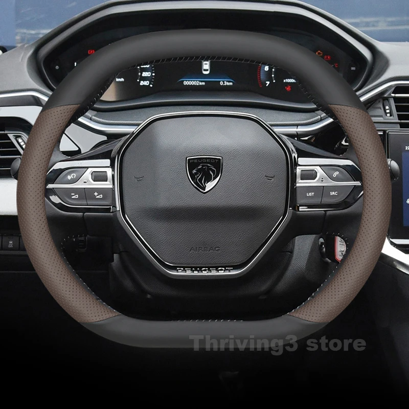 

Leather Car Steering Wheel Cover For Peugeot E-208 208 E-5008 5008 E-2008 2008 408 E-3008 3008 508SW 308SW Auto Accessories