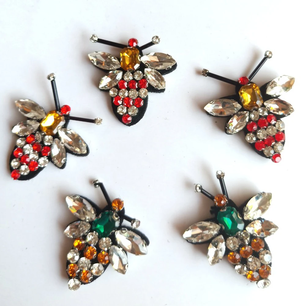 

1 Piece Sew on Handmade Beaded Patch Cute Bee Patch for Garment DIY Decoration Applique Yellow Green