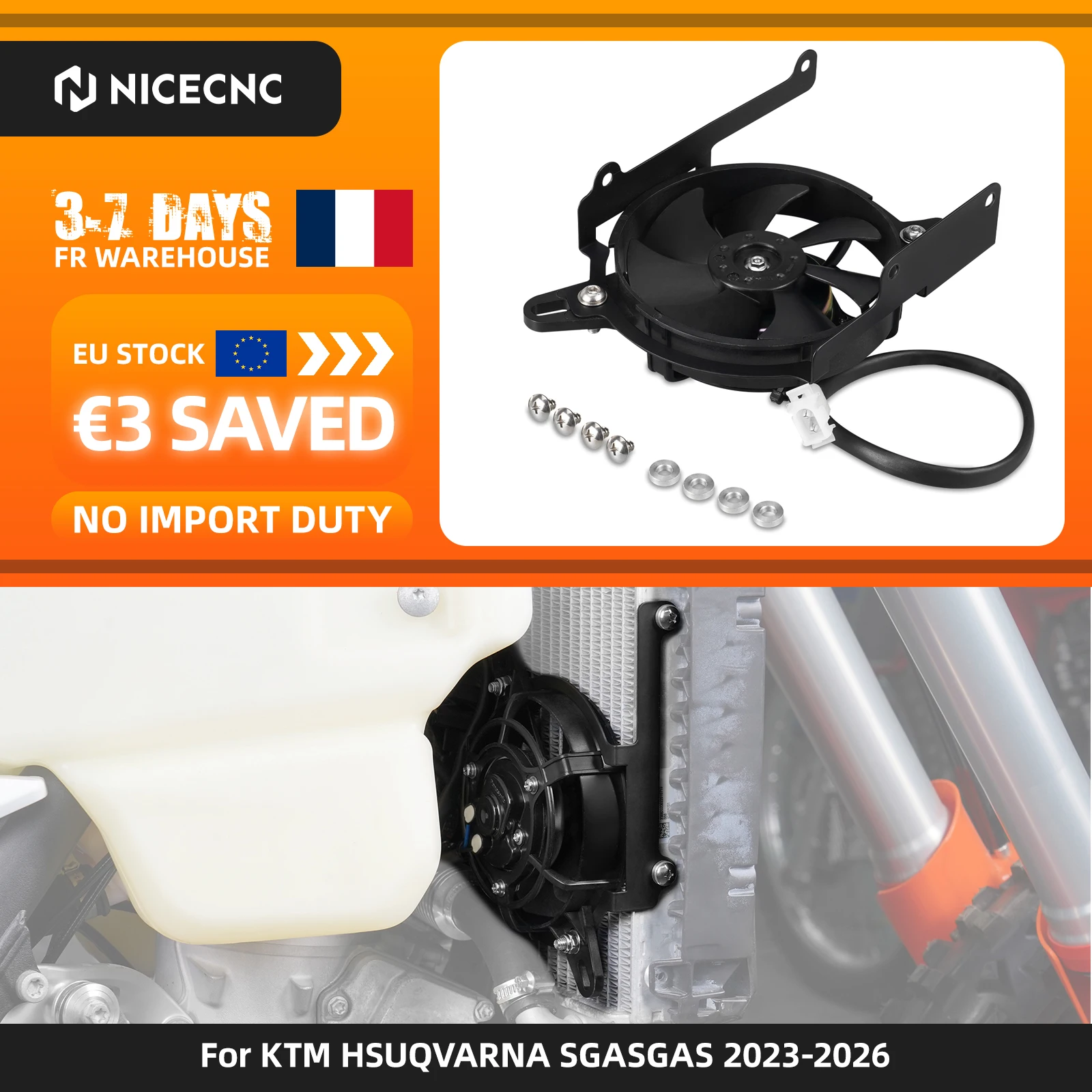 (EU-Lager) Elektrischer Kühlerlüfter-Set für GasGas EC 300 2024 2025, Husqvarna TE 300 FE 450 FE 501 und KTM TBI EXC 300
