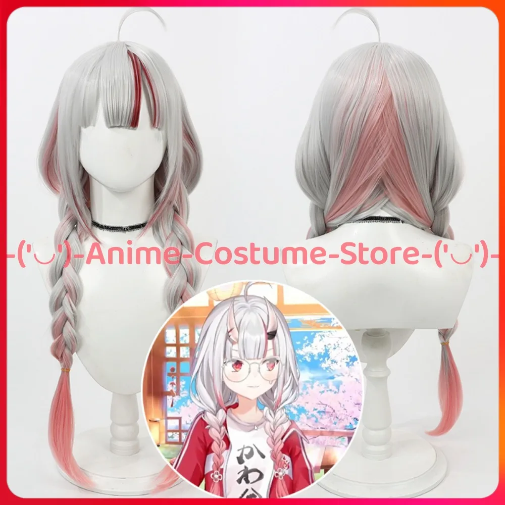 

VTuber Nakiri Ayame, парик для косплея, двойные косы, персонаж аниме, Хэллоуин, карнавальный костюм для вечеринки, парики, термостойкие синтетические волосы
