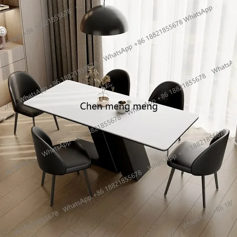

Dining table, chairs, table, dining table, rock slab minimalist combination, modern simple household rectangular restaurant, M17