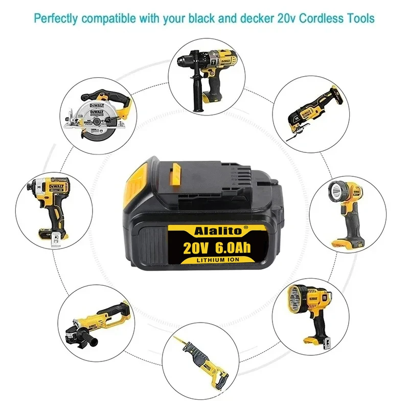 بطارية بديلة ليثيوم أصلية ديوالت ، 20 فولت ، 49 مللي أمبير ، 18 فولت ، DCB184 ، DCB200 ، DCB182 ، DCB180 ، DCB181 ، DCB182 ، DCB201 ، DCB206