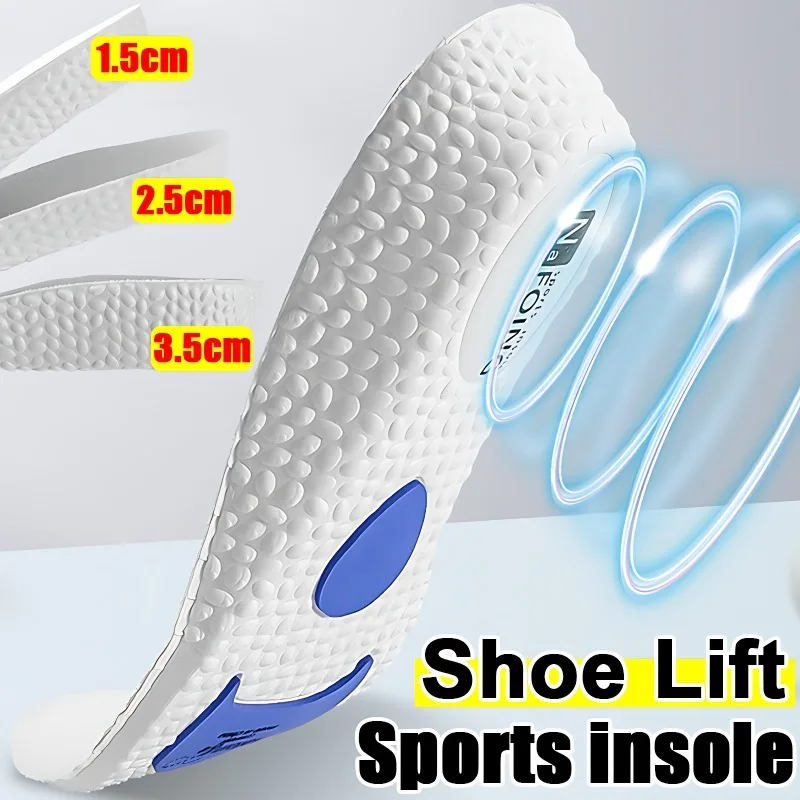 2pcs Height Increase Insoles for Feet EVA Memory Foam Shoes Pad Breathable Orthopedic Heel Lift Insole for Sport Running Care