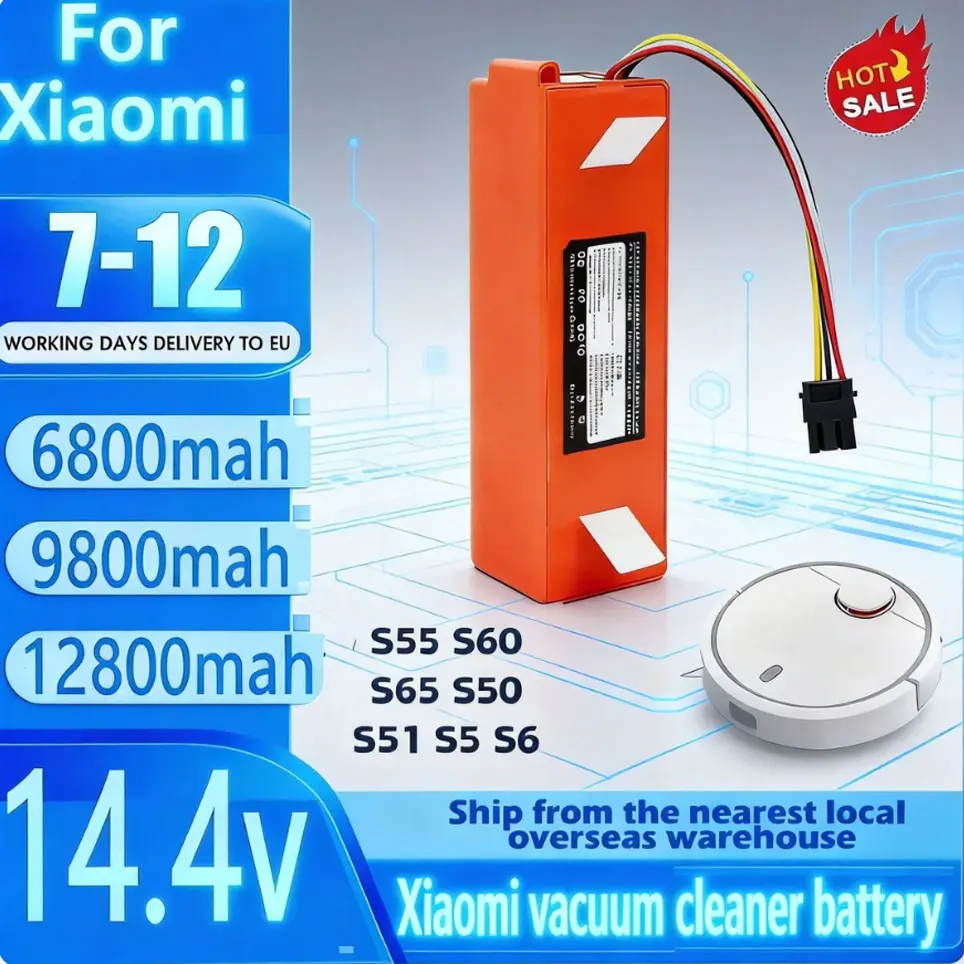 Batterie de remplacement pour aspirateur robot BRR-2P4S 14.4V 5200mAH 12800mAh pour Xiaomi Roborock S55 S60 S65 S50 S51 S5 MAX S6