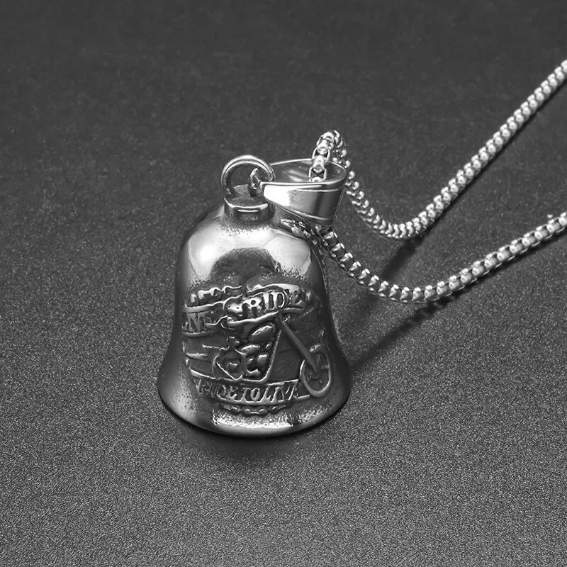 Retro Silver Color Punk Motorcycle Skeleton Character Bell Pendant Men\\\\\'s Lucky Rider Motorcycle Accessories Gift