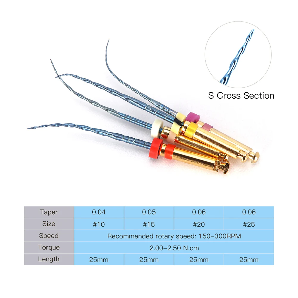 AZDENT Dental Engine Use 25mm 10#-25# NiTi Rotary File Endo Root Canal Files Dentist Tool Instrument