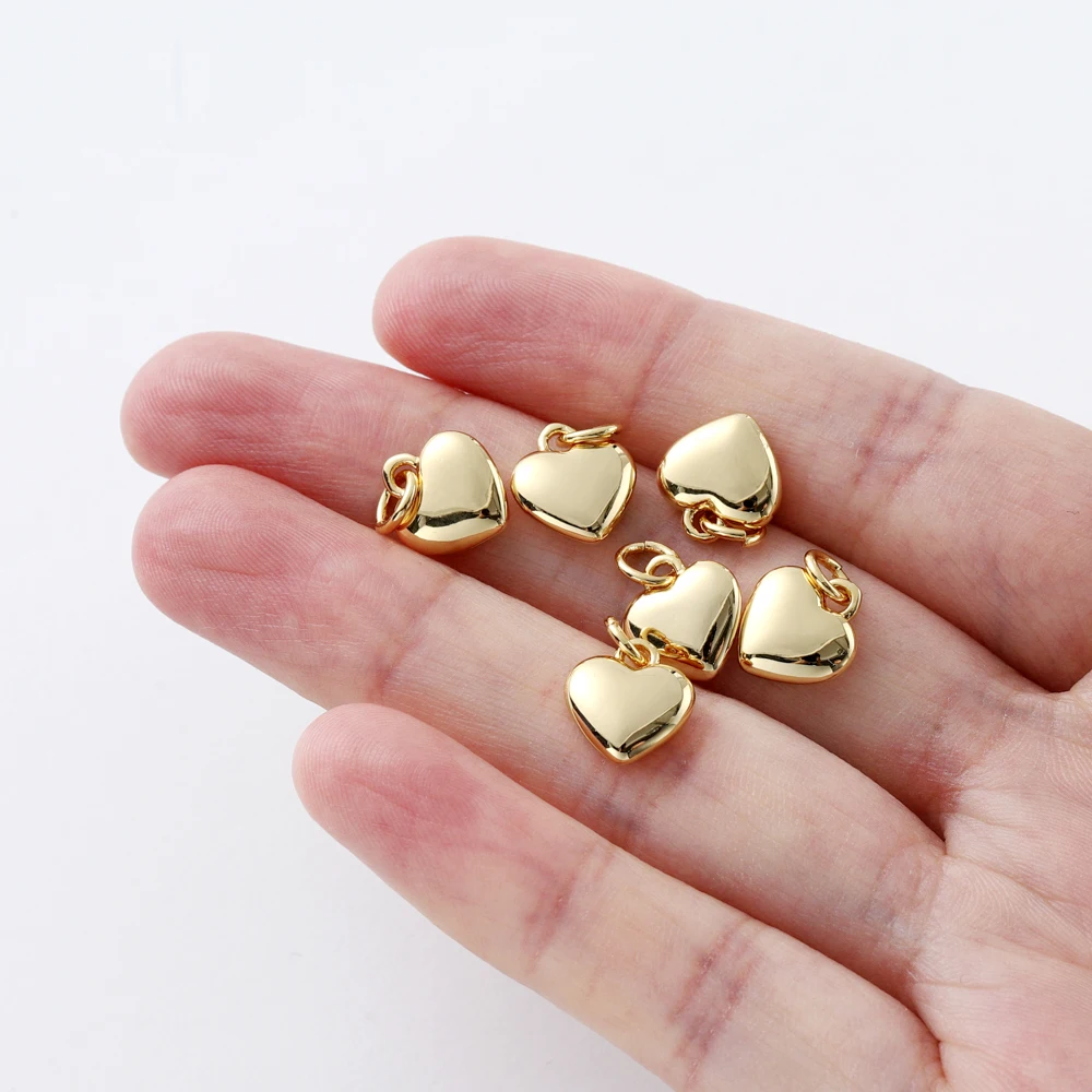 4 ชิ้น/ล็อต 14K 18K Gold Plated Heart Charm แหวนกระโดดสร้อยคออุปกรณ์ Solid Love จี้สําหรับ DIY เครื่องประดับอุปกรณ์เสริม