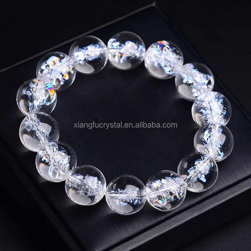 Wholesale Natural Crystal Round  Gemstone Clear White Quartz Crystal Bracelet