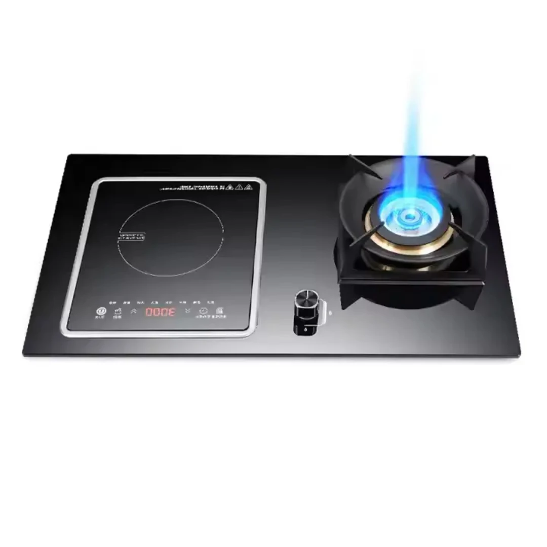 2 Burners Built in Hybrid Stove 1 Gas 1 Single Electric Infrared Induction Ceramic Cooker Hob