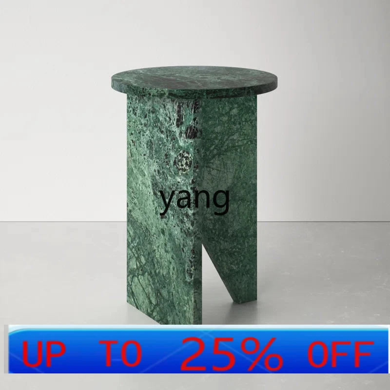 

LM Minimalist Natural Marble Living Room Sofa Side Table Round Side Table