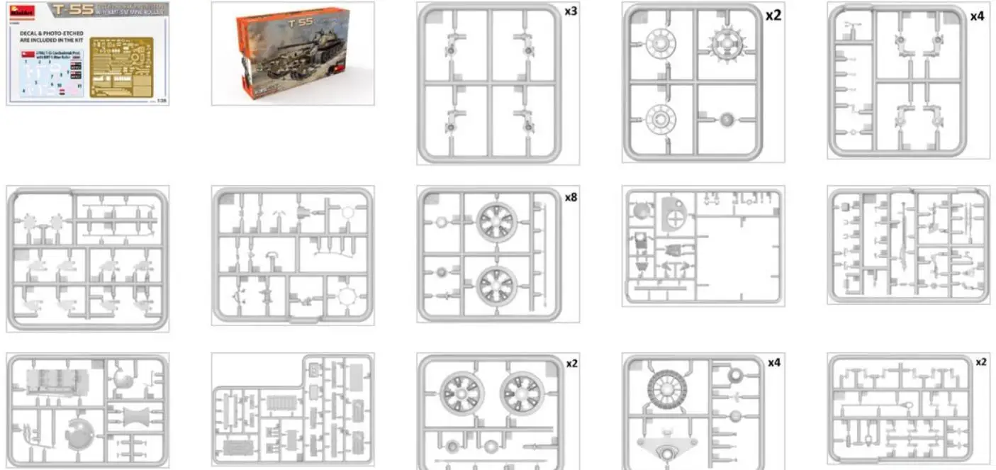 Mini Mine Roller Model Kit, MINIART 37092 1:35, T-55, Checoslováquia Produção com KMT-5M