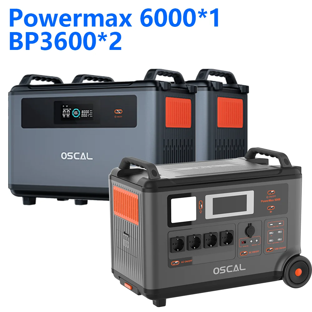 OSCAL PowerMax 6000 Draagbare Powerstation 3600Wh Capaciteit Levensduur Batterij W Nominaal Vermogen 14 uitgangen Poortcapaciteit