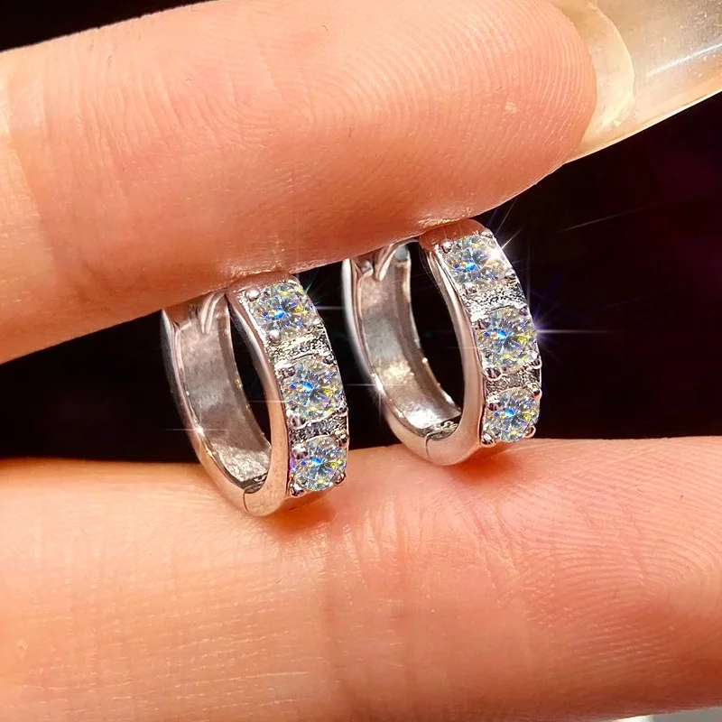 1Pair 0.3Carat S925 Sterling Silver Moissanite Earring - Ring Combo: Offering Both Elegance and Casual Charm To Express.