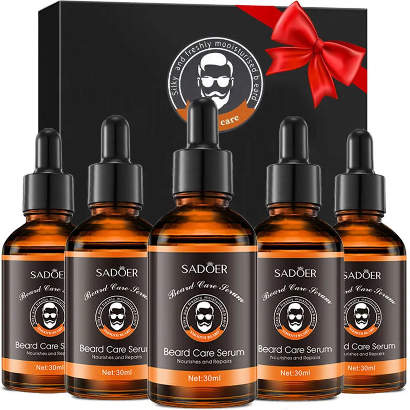 5PCS Men's Facial Beard Care Essence, specially designed to make the beard smooth, thick and healthy, nourishing and repairing
