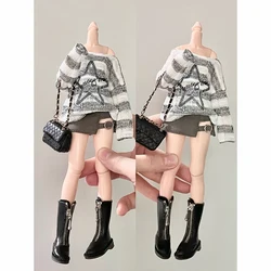 DLBell Blythe Boneca Listrado Malha Estrela Camisola Tops, Mini Saia para Blyth OB24 Licca, Bonecas Roupas, 1/6